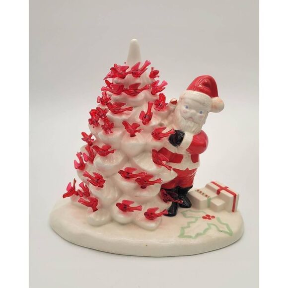 Vintage Cardinal Christmas Tree with Santa - Picture 1 of 6